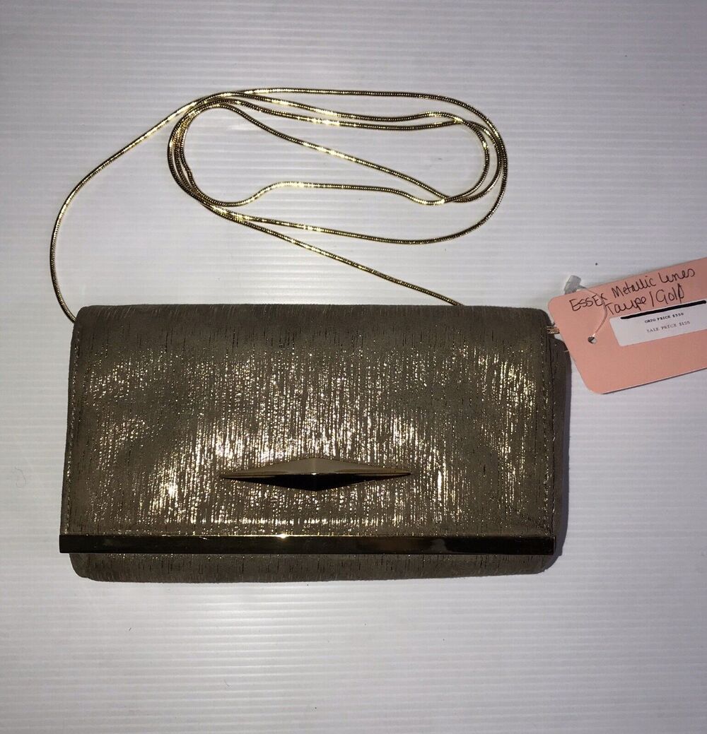 MICHELLE FANTACI for LAURA MERKIN Handbag Clutch metallic Chain Strap Purse